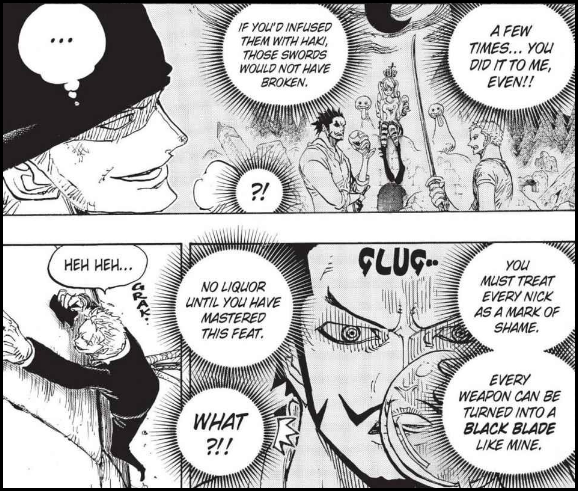 Zoro broke King's sword which was coated in black, infused with haki. Swords infused with haki shouldn't break according to Mihawk. #ONEPIECE