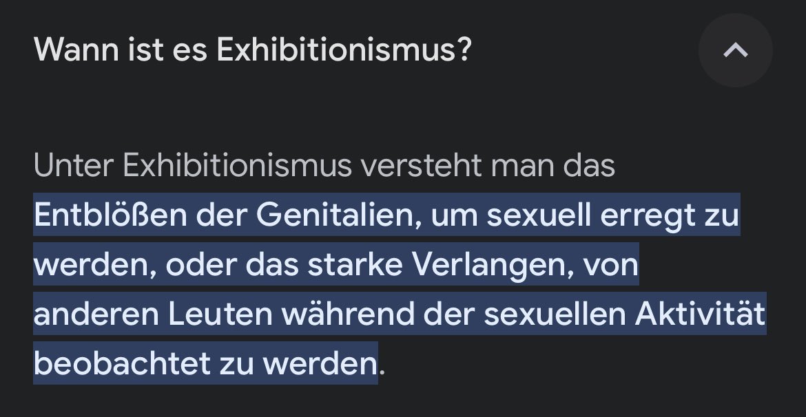 Heute beim Thema Sexismus: Exhibition

Es ist einfach im Strafgesetzbuch offiziell so festgehalten, dass dies eine Straftat ist, die nur als solche gilt, wenn sie von einem Mann ausgeführt wird. Wenn eine Frau genau den gleichen Tathergang ausübt ist es nicht gültig.