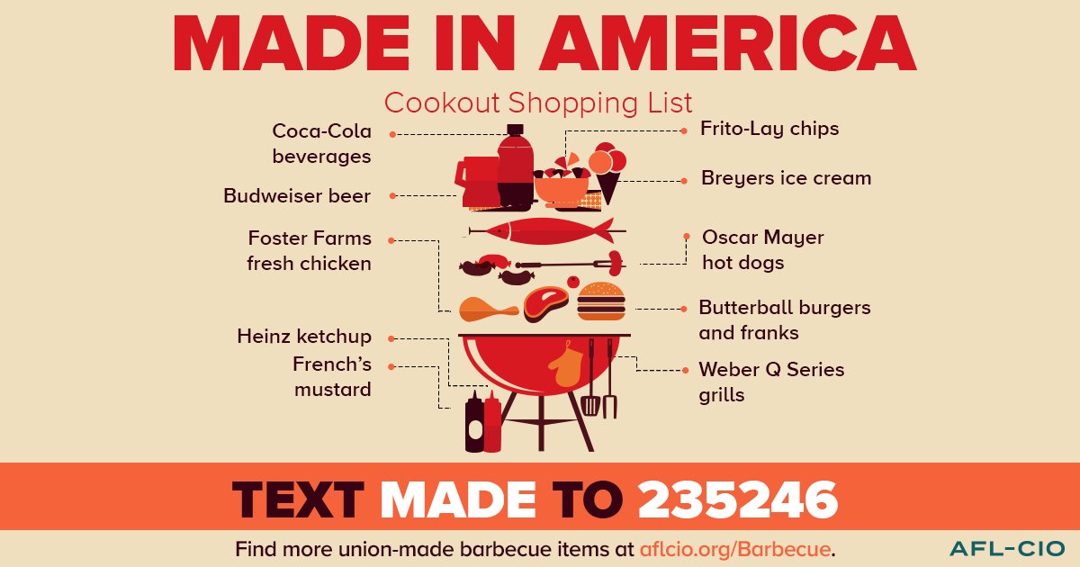 Summer is (finally) here! Make sure your #MemorialDayWeekend cookout is union-made 🌭 🍔 🌽 🍦