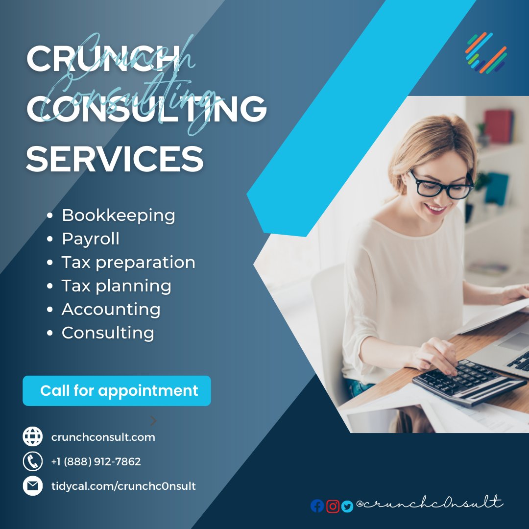crunchc0nsult's tweet image. Your focus is on delivering value to your customers. Our focus is making sure we keep on top of the accounting for your business and stretch those hard-earned dollars. We’ll help align intangible assets, so they contribute to customer satisfaction.
#WeCrunchNumbers
