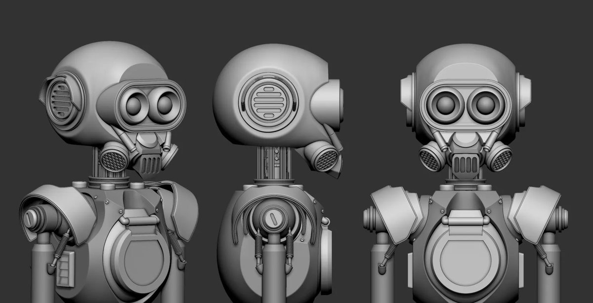 pablander's tweet photo. I forgot to share this last week... we've been working on this guy during the live session with #ZBrushLive there's still a bit to go so keep an eye on the ZBrushGuides (https://t.co/BiSBnMlGxO) for the next stream! #ZBrush #Roboto #Droid #3D #Conceptart #concept https://t.co/0m1crBm5ZA