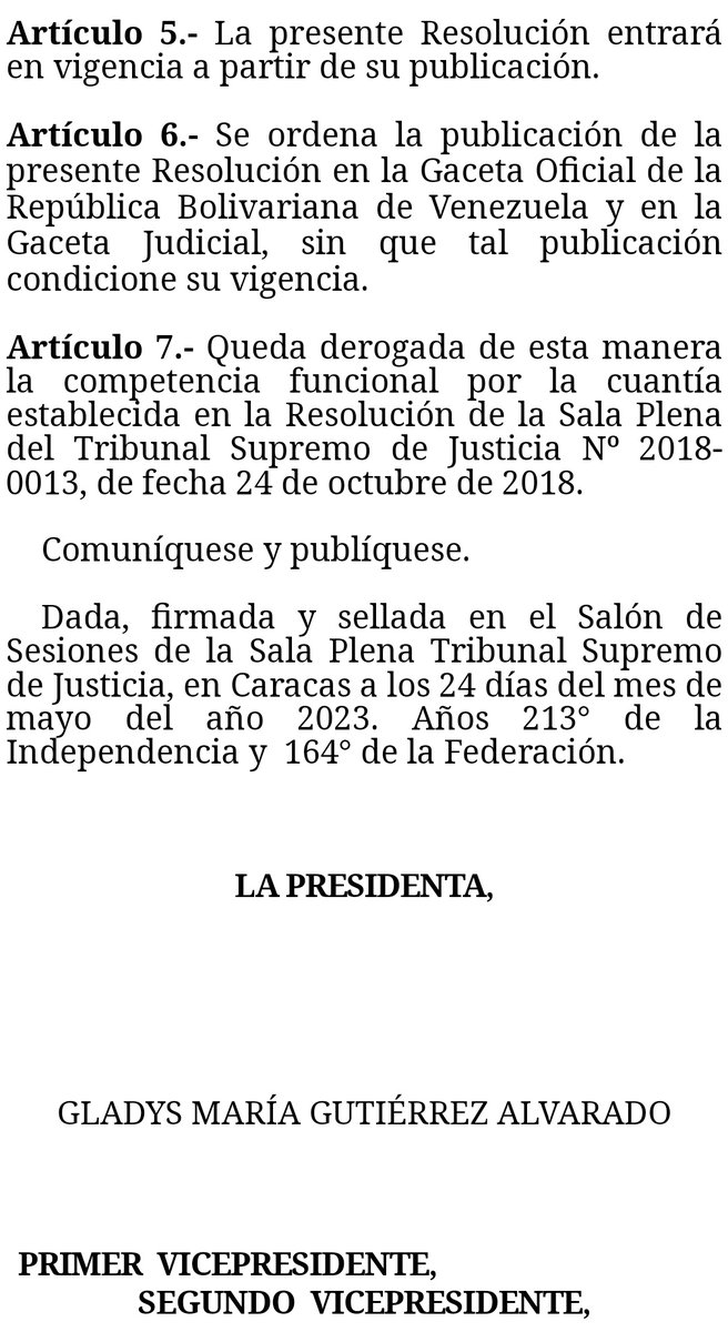 ☑️ Sala Plena @TSJ_Venezuela RESOLUCIÓN N° 2023-0001 del 24/05/2023. Se ajusta la competencia por la cuantía de los tribunales civiles📝 Se aplica el tipo de cambio oficial de la moneda de mayor valor, establecido por el Banco Central de Venezuela. 🧐🦉 historico.tsj.gob.ve/informacion/re…