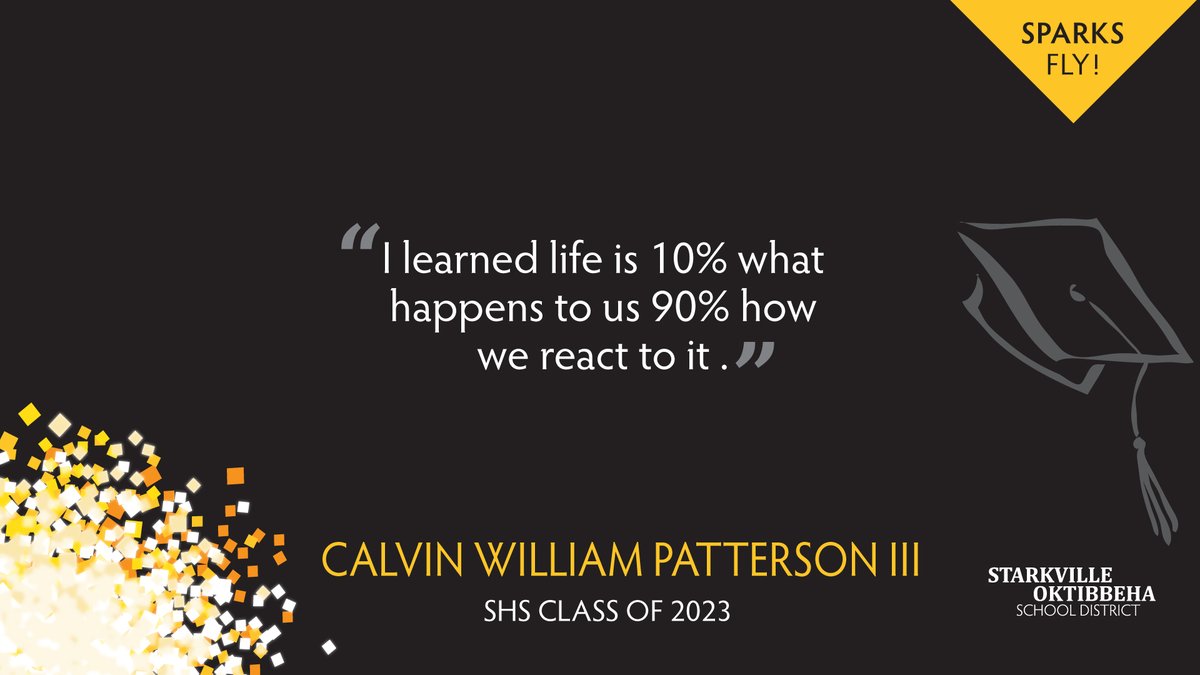 Help us celebrate #SHSClassof2023 graduate: CALVIN WILLIAM PATTERSON III
After graduation, Calvin will attend East Mississippi Community College.

Share your congrats in the replies & read more at Instagram.com/jacketseniorcl…
#StarkvilleSpark #JacketNextLevel