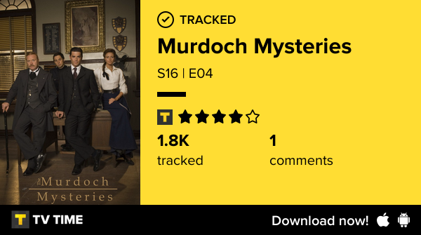 withunnichan's tweet photo. I've just watched episode S16 | E04 of Murdoch Mysteries! #murdochmysteries  https://t.co/m4Dx9JGlEc #tvtime https://t.co/9BSIsCGNAT