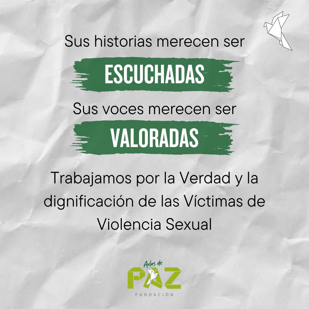 AulasDePaz's tweet photo. Hoy #25DeMayo, día de la Dignificación a las Víctimas de Violencia Sexual en el marco del conflicto armado, queremos decirle a todas las mujeres que #NoEstánSolas 💜 y que estamos #SumandoPaz 🕊️para que cada una sea escuchada y caminemos juntos hacia la reconciliación https://t.co/GcNm1ae79y