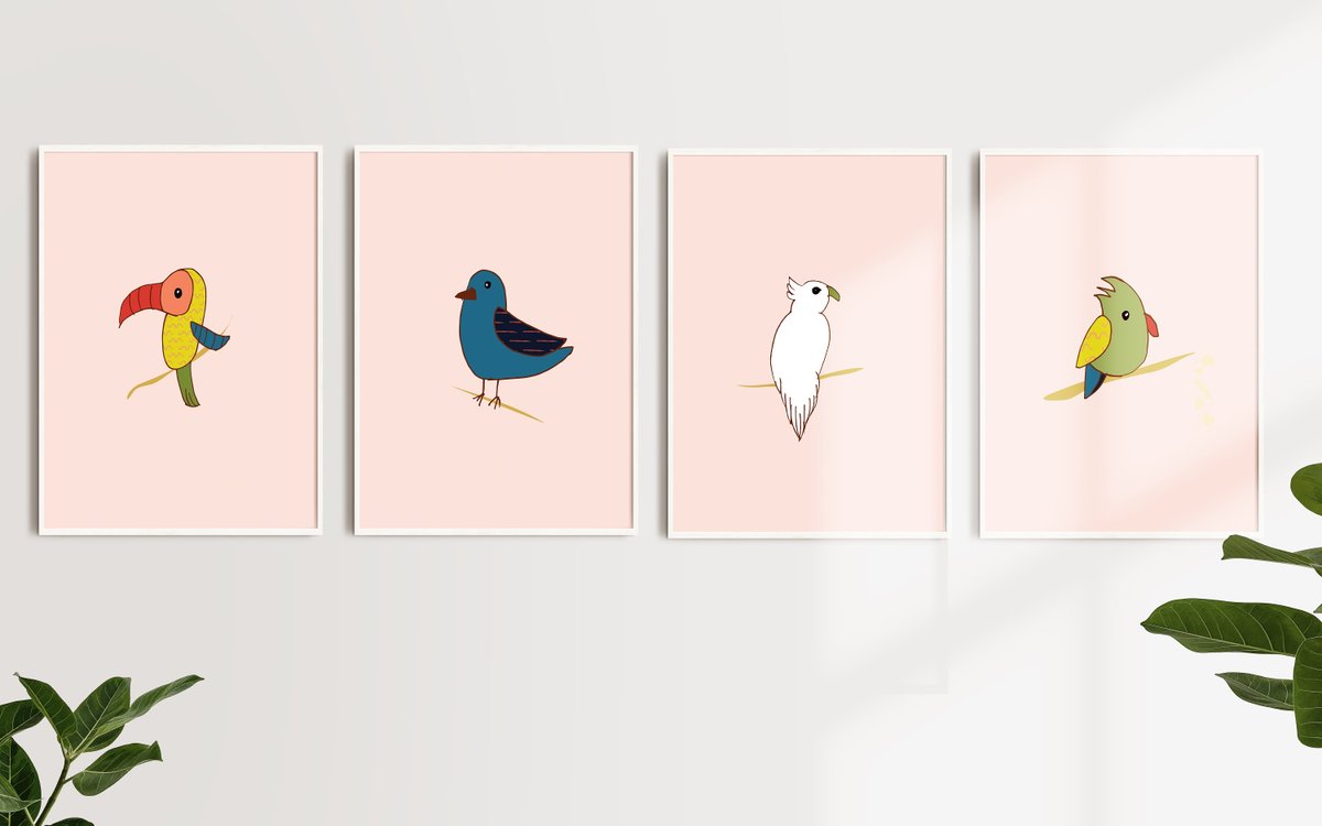 Excited to share the latest addition to my #etsy shop: Set of 4 JPG Printable Cute Birds Nursery Wall Art: Colorful etsy.me/3owDxjr #housewarming #vertical #animal #coastaltropical #gameroom #unframed #cincodemayo #rainbow #pink