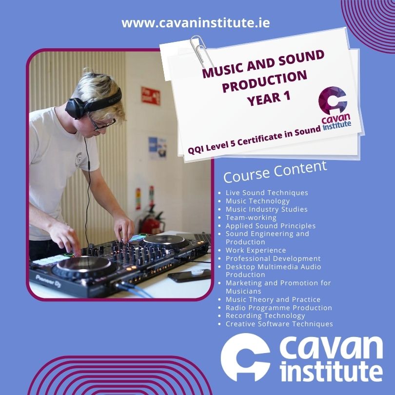 Music and Sound Production Year 1 course students participate in live sound and recording studio sessions and also create and mix music.

Course link: cavaninstitute.ie/course/music-a…

#CavanInstitute #PLC #MusicProduction #SoundProduction #MusicandSoundProduction #Music