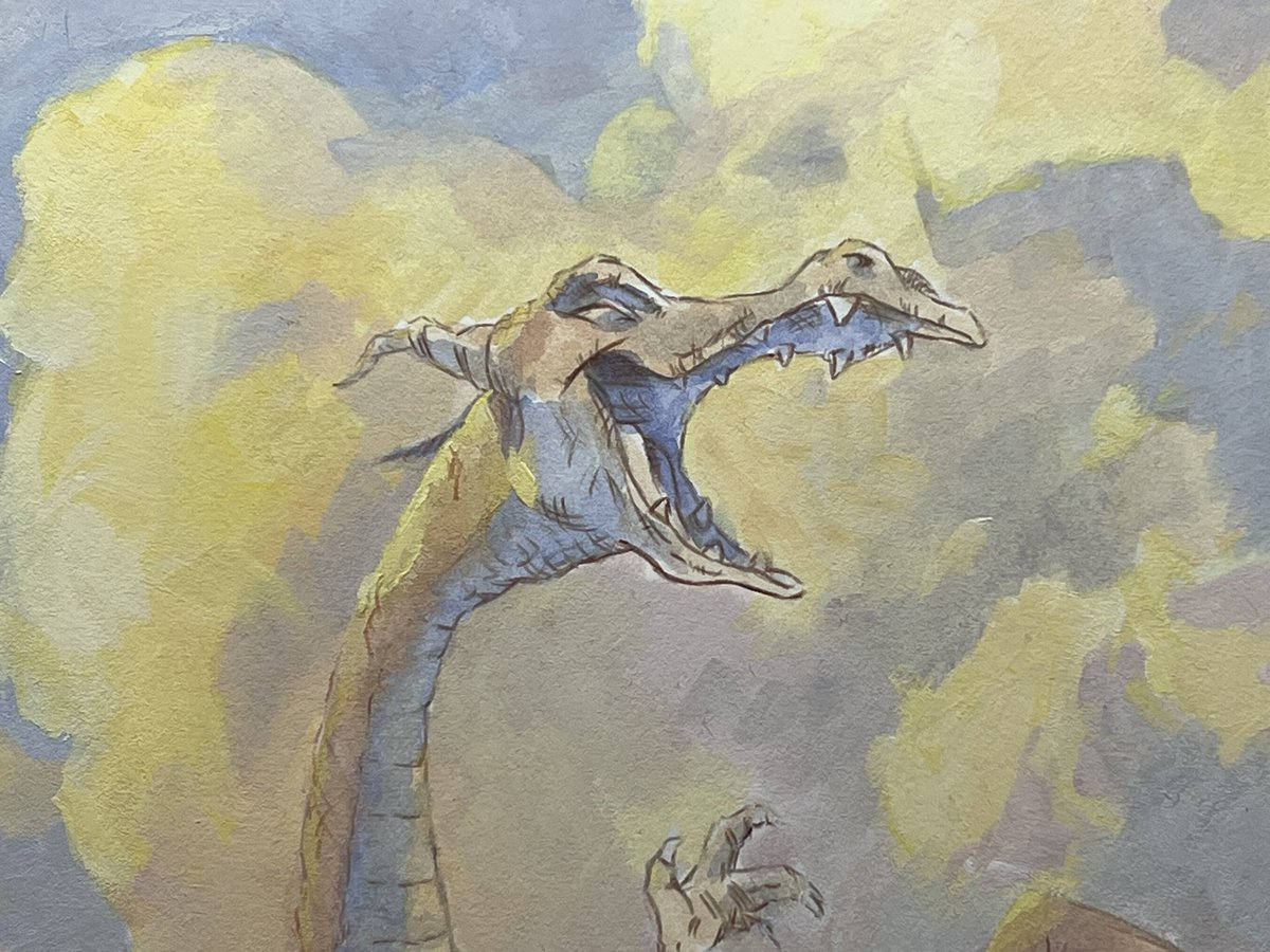 chuck_grieb's tweet photo. Pressing on. Working back to front, I managed to move forward on the painting this afternoon.
#fantasyart #dragon #kidlitart #casein #stillalottodo #painting https://t.co/98dBAI8BYp