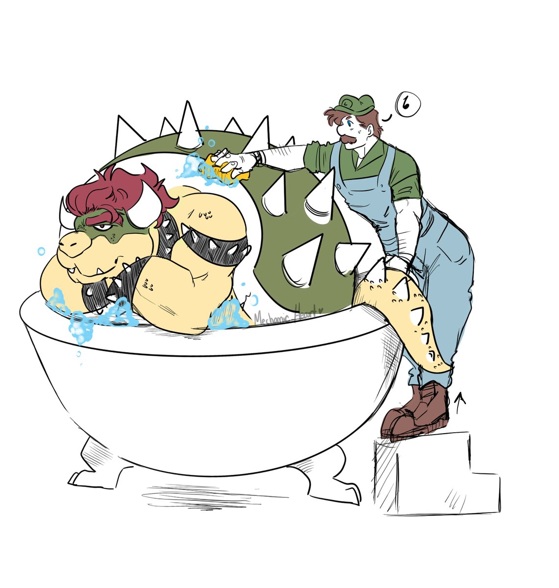 Koopa bath time 🐢🛁🧽

 #bowser #Luigi #bowuigi #bowserxluigi