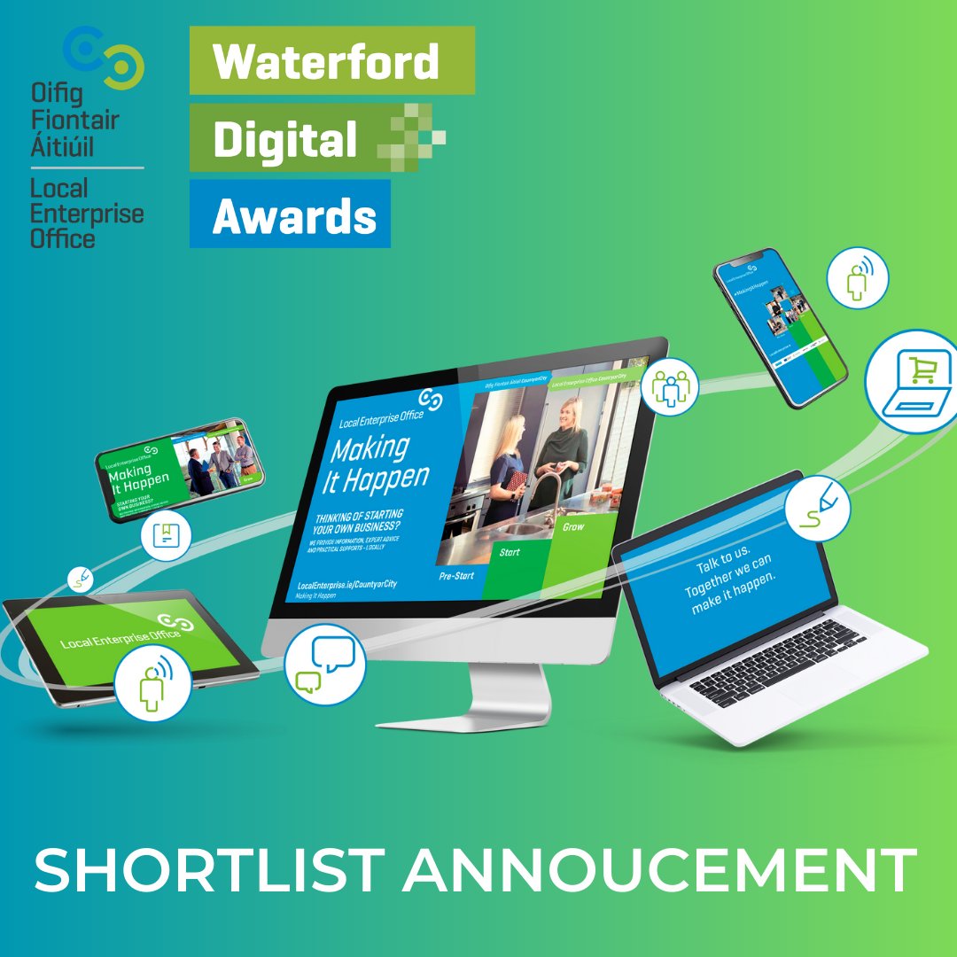 Waterford Local Enterprise Office, together with <a href="/WaterfordCounci/">Waterford City & County Council</a> have unveiled the shortlisted nominees for the Waterford Digital Awards 2023, which will take place at <a href="/DooleysHotel/">Dooley's Hotel</a> on 9th June. 

Full details - bit.ly/3WGtipu