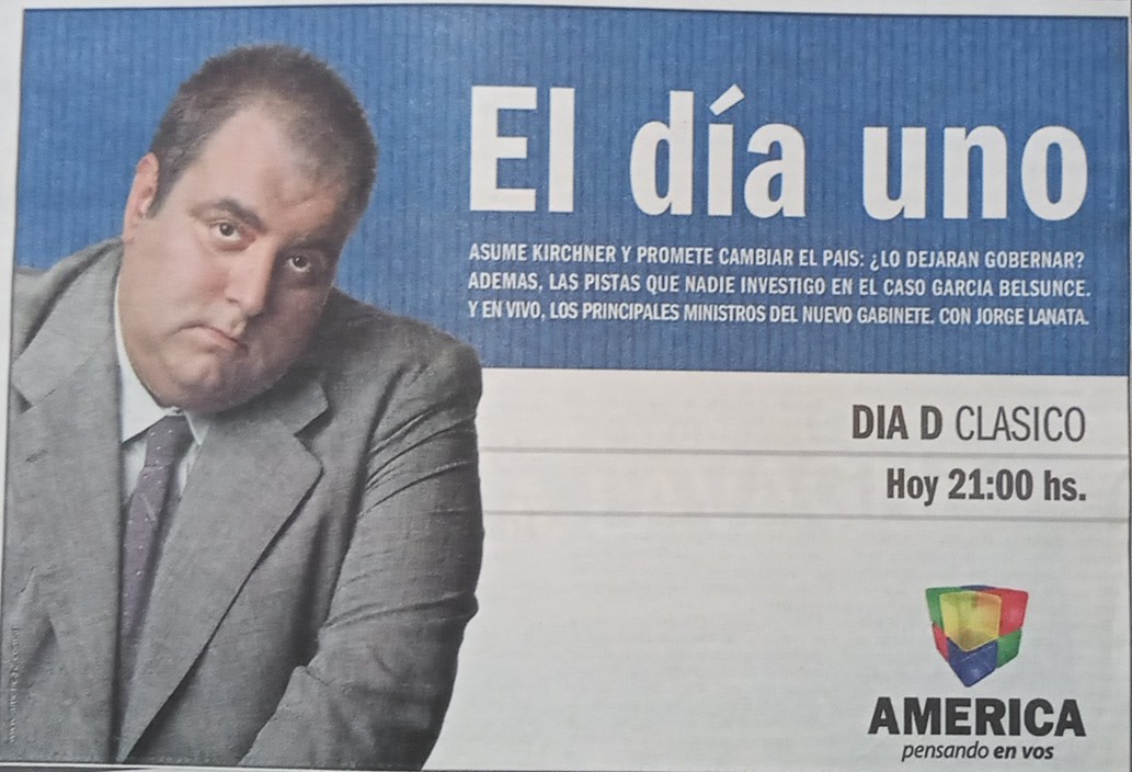 TintaOjo's tweet photo. #hace20años #En2003 
El #Domingo 25 de mayo #JorgeLanata presentaba un nuevo envio de #DíaD Clásico por la pantalla de #America.
En el día uno de la gestión de #NestorKirchner, el interrogante que sobresalia en la promo era: ¿Lo dejarán gobernar?
 #Politica #periodismo #TV https://t.co/AxaVJigjVa