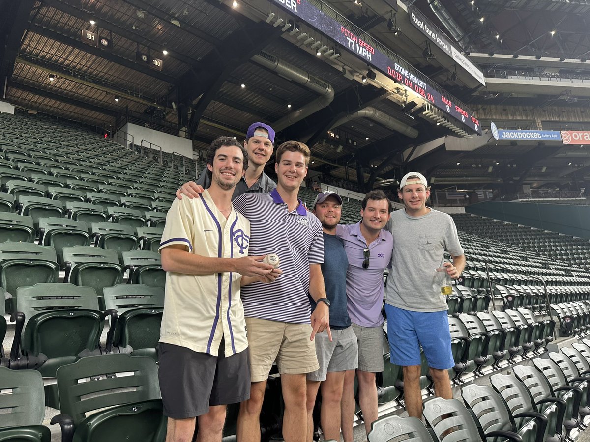 CollinGund's tweet photo. We sat in right field to see history and we witnessed the 45th home run! Thank you @braydentaylor02 for 3 great years. Letโs go win us some hardware. #Big12Championship #frogsforlife https://t.co/0saTjcla3h