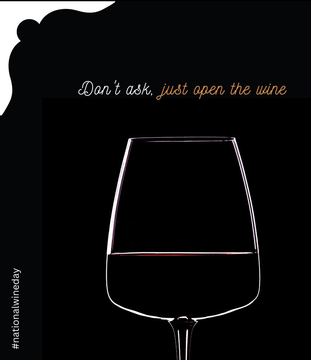 How has your day been today? Good news, it's National Wine Day so you don't have to feel 'that guilty' about popping a bottle when you get home!

#nationalwineday