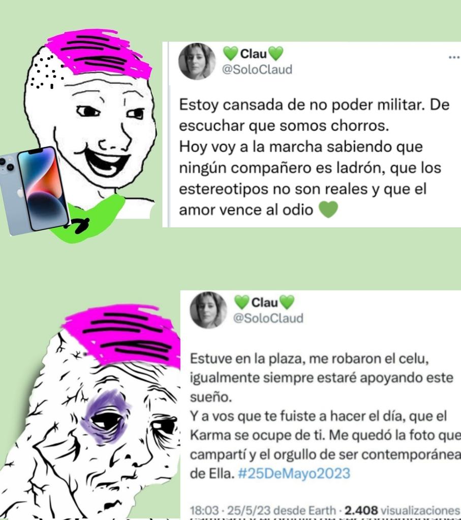 therealbuni's tweet photo. Una mili fue a "combatir estereotipos" a la marcha de CFK por el 25 de mayo y le robaron el celular kjj
Me parece que eran verdad https://t.co/IQ2M3mzeuL
