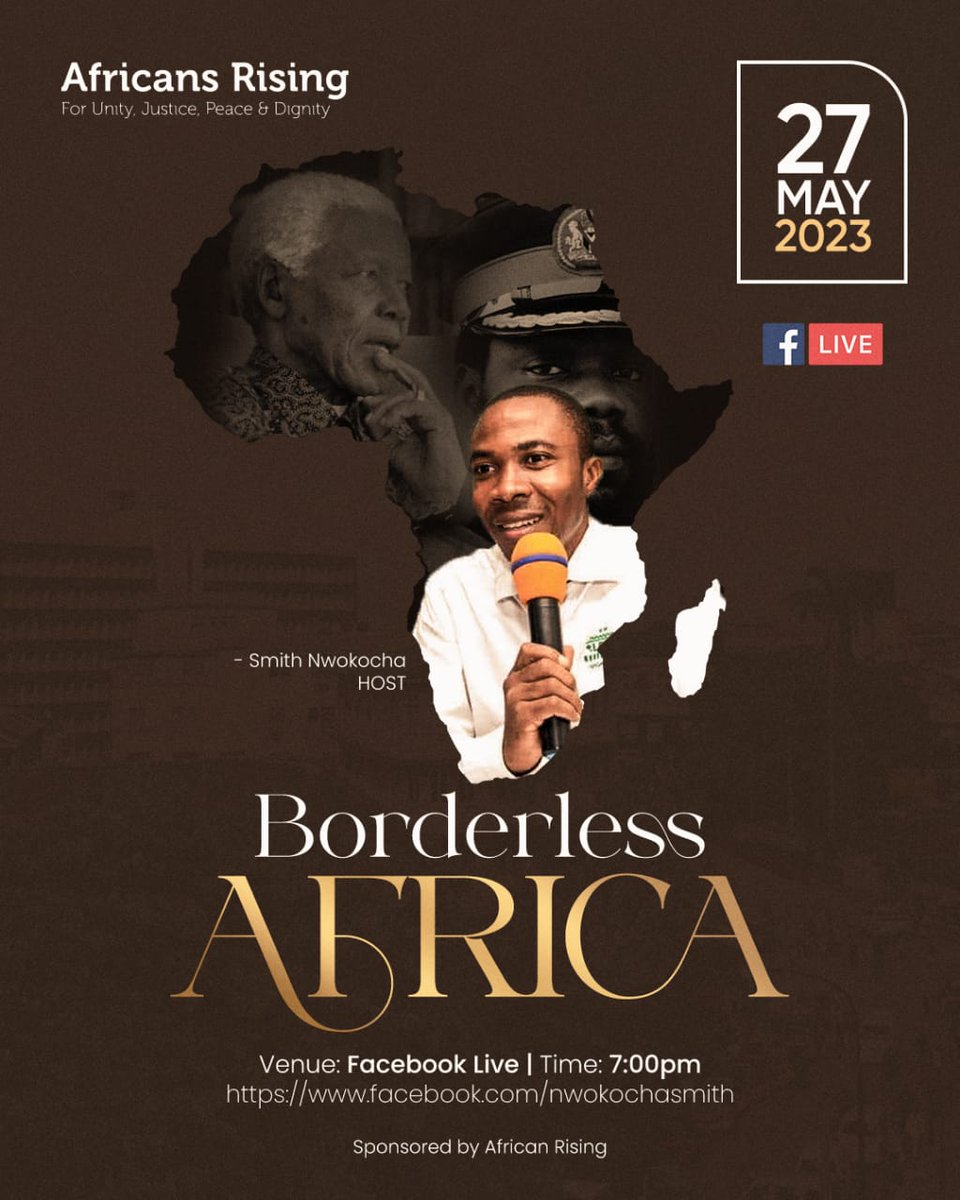 NWOKOCHASMITHC's tweet photo. Join us tomorrow 7:00pm WAT, Live on Facebook@ https://t.co/jWEmfVr8ad
#BordelessAfrica
#AfricanLiberationDay
#AfricanLiberationDay2023
#AfricanLiberationWeek
@AfricansRising https://t.co/OEWcQEarja