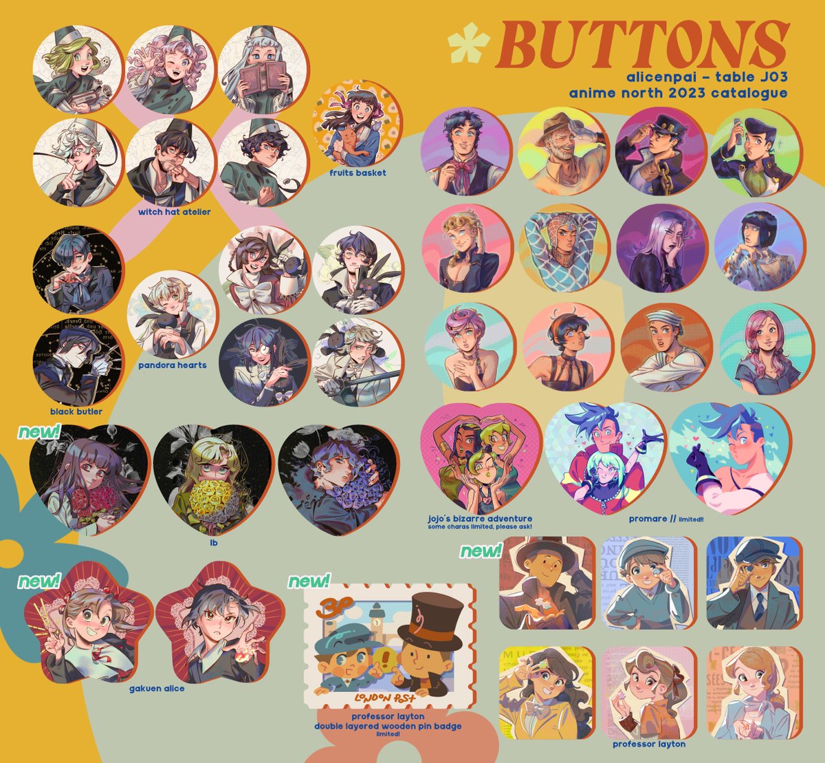 NYELLO!! here's my catalogue for anime north 2023!! im tabling with @mikkachuwu at J03! hope to see yall there :3 please come visit me at AN and wish me a happy birthday (which is soon)!!