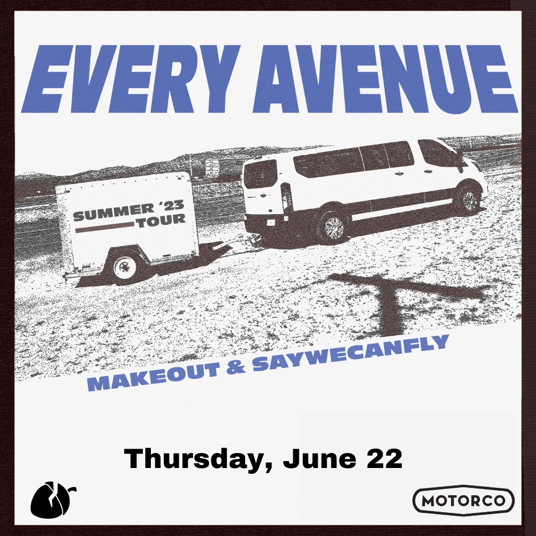 Motorco Music Hall (@motorcomh) on Twitter photo 6.22.23 <a href="/getsadyall/">get sad y’all</a> co-presents <a href="/EveryAvenue/">Every Avenue</a> with <a href="/makeoutofficial/">MAKEOUT</a> / @SayWeCanFly / #CityOfAuburn
🎟 - motorcomusic.com/event/every-av… 6.22.23 <a href="/getsadyall/">get sad y’all</a> co-presents <a href="/EveryAvenue/">Every Avenue</a> with <a href="/makeoutofficial/">MAKEOUT</a> / @SayWeCanFly / #CityOfAuburn
🎟 - motorcomusic.com/event/every-av…