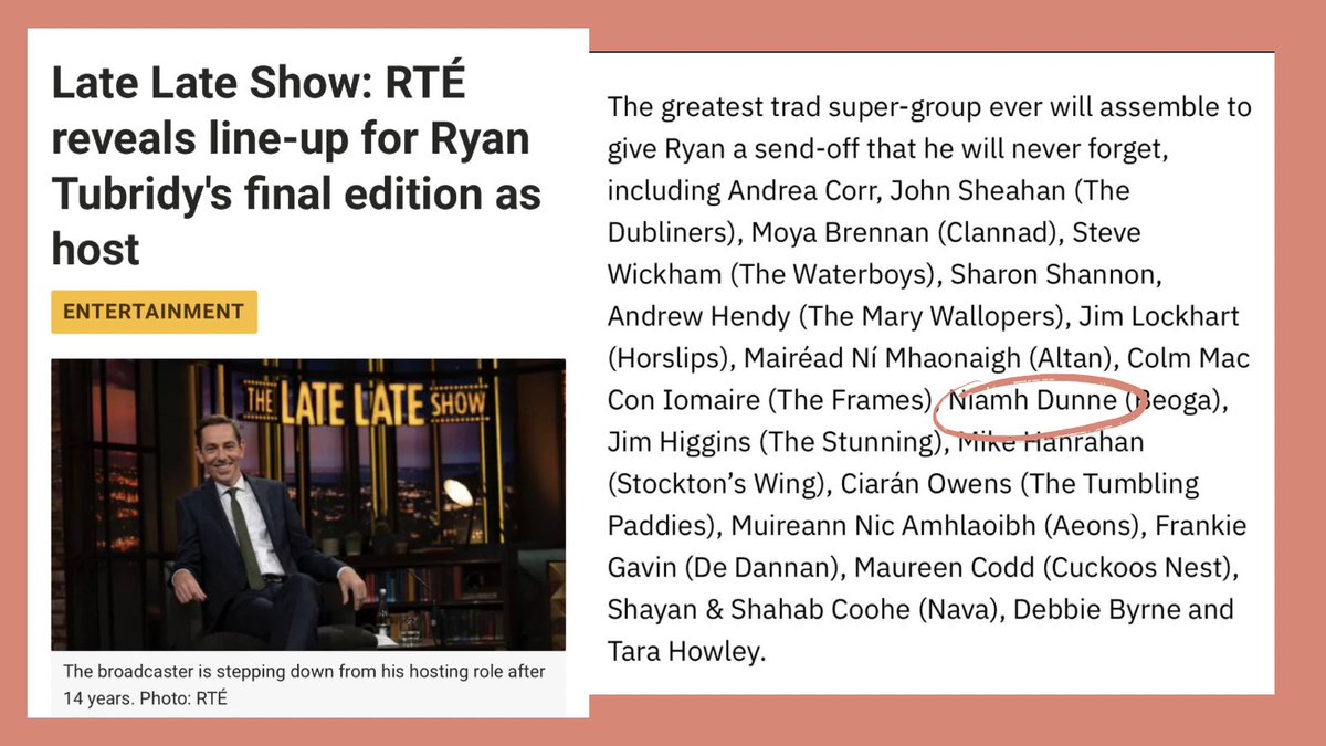 I’ll be on <a href="/RTELateLateShow/">The Late Late Troy Show</a> for Ryan’s last hurrah tomorrow night with a gang of brilliant musicians, which will be a right oul craic: pucking out the tunes.