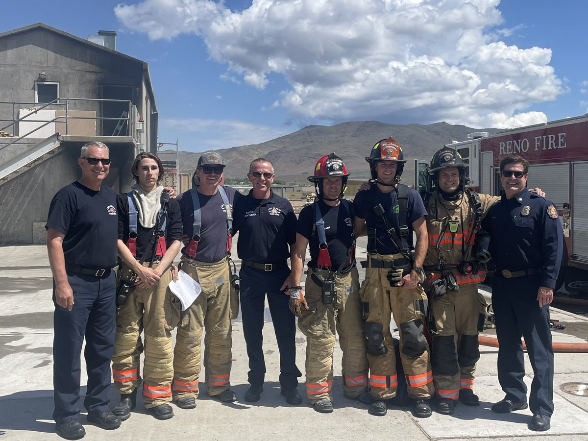 Fathers and sons in the fire service. <a href="/RenoFireDept/">Reno Fire Department</a> was doing their live burn training in Carson City today and got a picture of our fire service families. Thank you <a href="/21engine/">Sean Slamon</a> for coming out to visit <a href="/RenoFirefighter/">Reno Firefighters</a> <a href="/CarsonFireDept/">Carson City Fire Department</a>