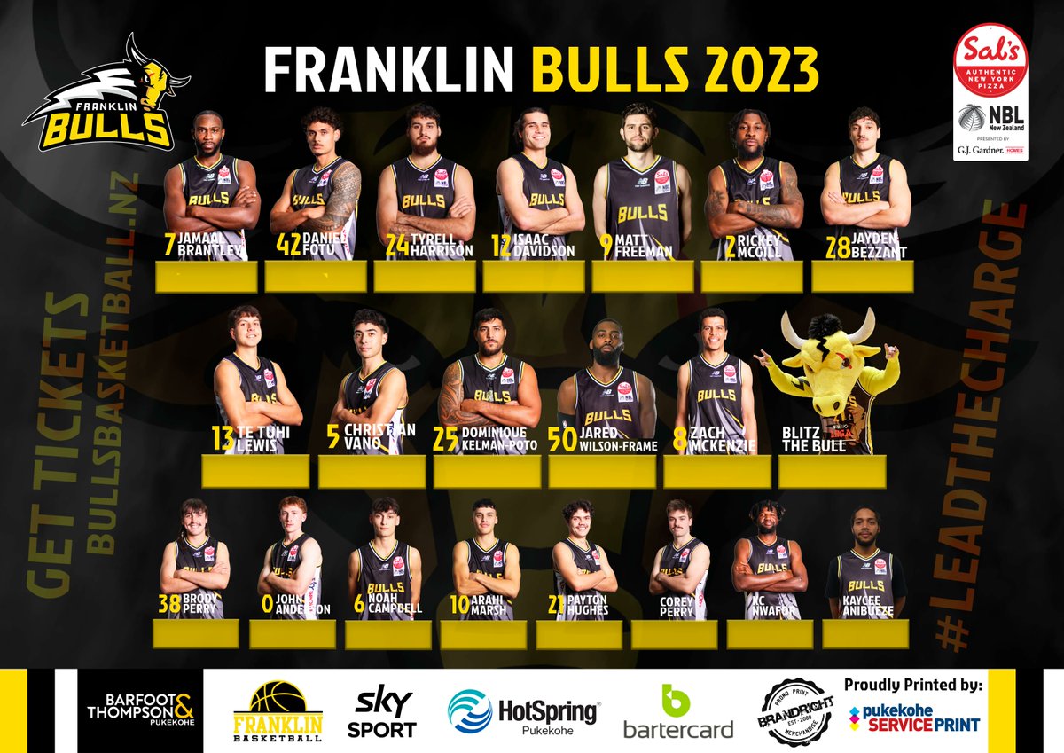 Bulls vs Nelson @GiantsNZNBL this Sunday 6pm. Grab a ticket for the family snd pick up a 2023 Official signing poster! Get all your signitures post game.

Get your tickets now - buff.ly/3Ww7htn 

#SalsNBL #leadthecharge