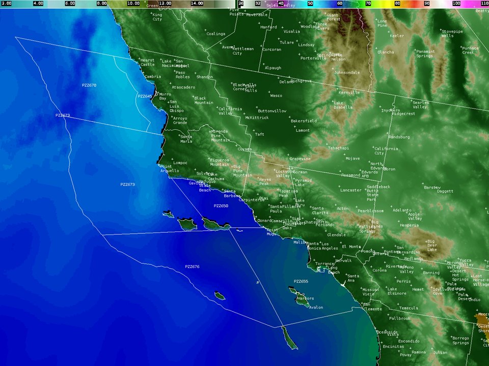 NWSLosAngeles's tweet photo. Why is it so cloudy now? Cold ocean water (50s-low 60s) plus high pressure. The cold ocean cools and moistens the air at the surface, and high pressure causes sinking air,  which traps this cold air and limits mixing, ie. clearing of clouds. #oceantemps #marinelayer #maygray https://t.co/wvoz81lvpL