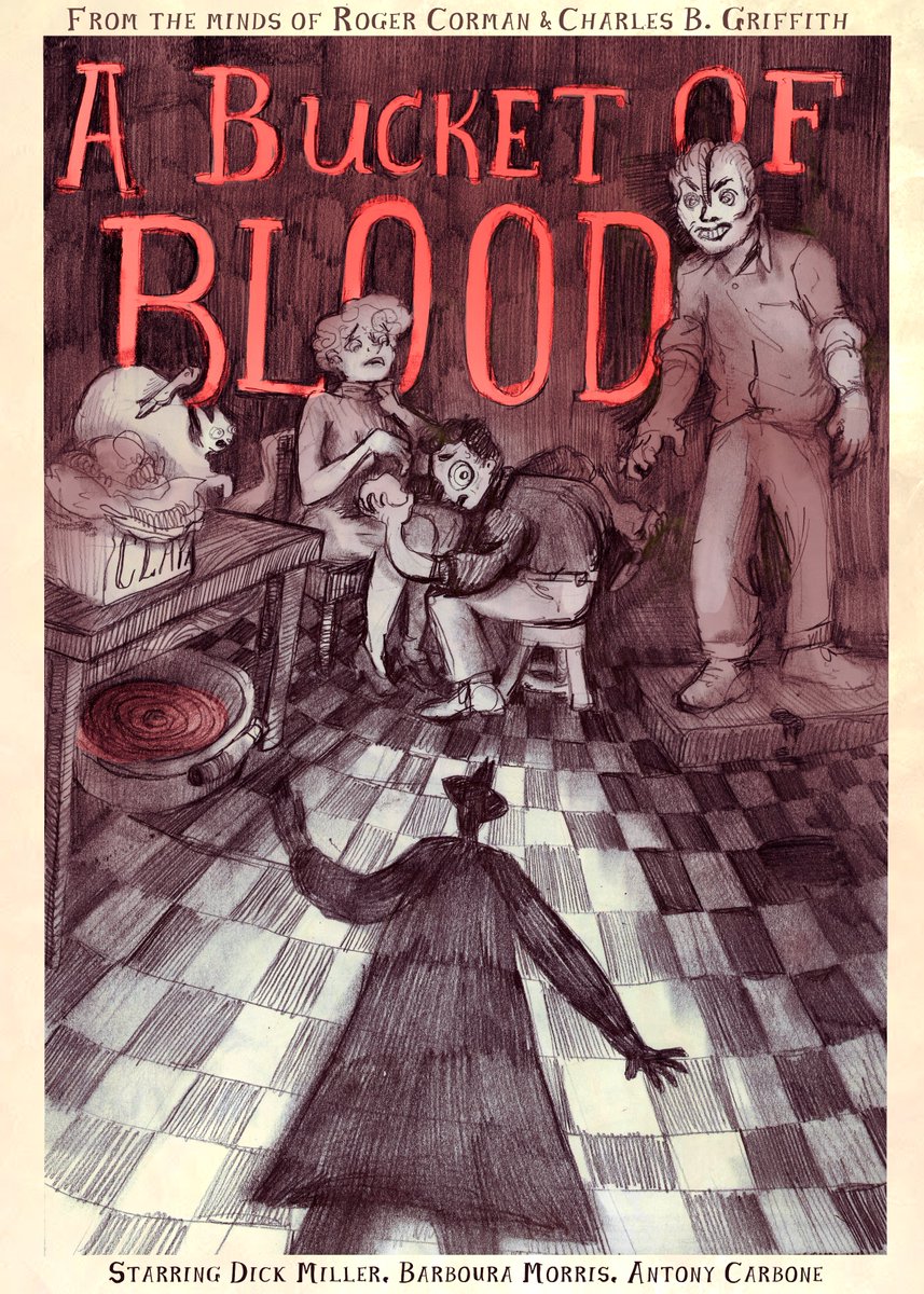 beeebrown80's tweet photo. Horror Movie Project based on the film Bucket of Blood for my Horror Film Final Project- Movie was better than expected 🧐 #Art #Illustration #HorrorMovies https://t.co/Kfbw7YE7zP