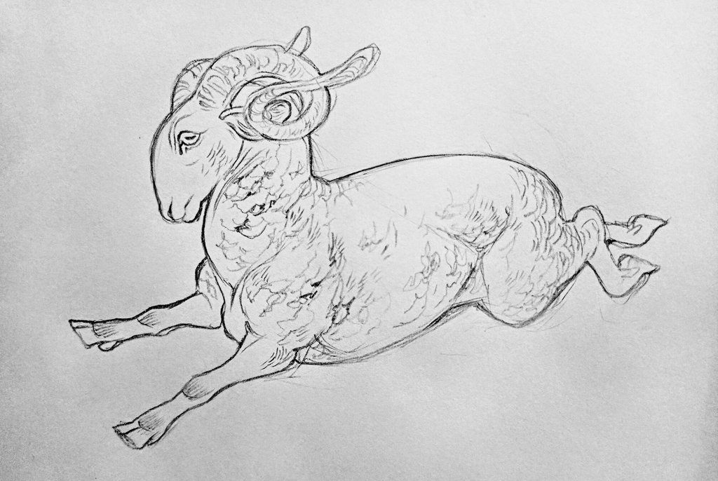 Felt somewhat stressed, drew a sheep creature.