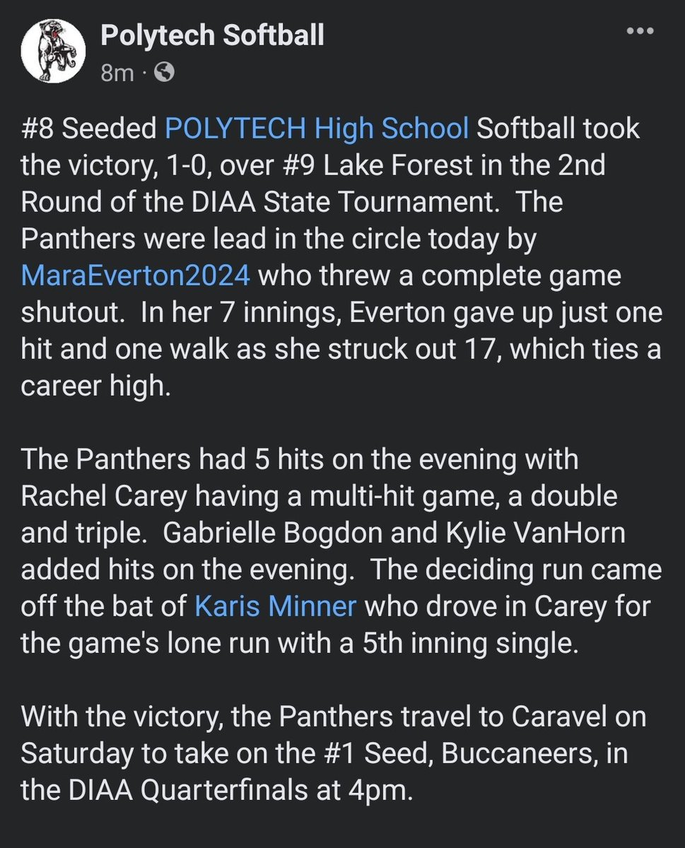 POLYTECHSB's tweet photo. @MEverton2024 @rachelccarey1 @KarisMinner @kvanhorn2026 @1stStateSports @302sbrecruits @BradMyersTNJ @DelmarvaSports @DSNsports @GlennFrazer @delawareonline @SeanGreeneWDEL @302sports https://t.co/vonWPYX06a