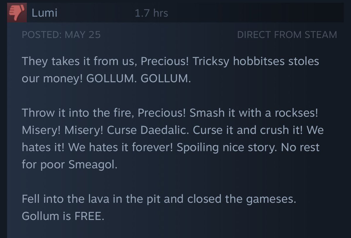 These Gollum reviews got me cracking up 😂