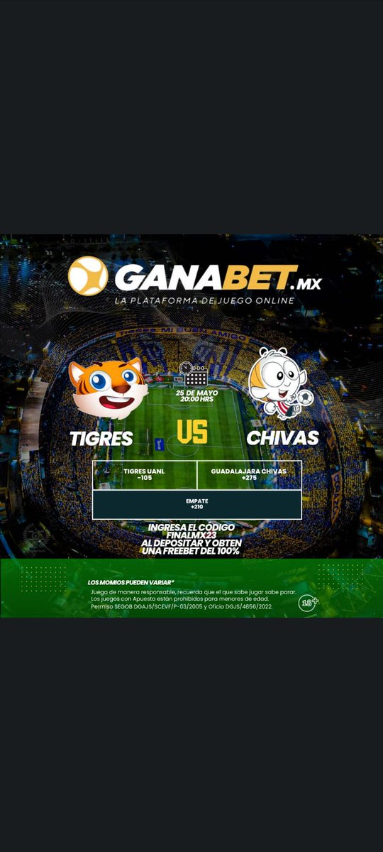 ale_picks's tweet photo. 🔥¡Atención!🔥 #Ganabet te regala una apuesta para la gran final🏆 Solo deposita con el código FINALMX23 y recibe una apuesta gratis del 100% del monto💰¡Así de sencillo!😉 No esperes más, ¡únete y gana! 🤑 #FinalMX23 #Sinrollover https://t.co/sTSgrTeK0w