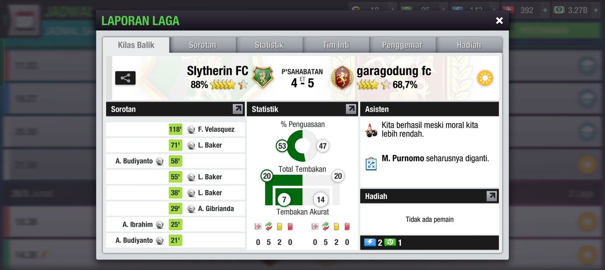 Play-off @Liga2TEI vs @SlytherinFC_
Leg 1 : 2 - 3
Leg 2 : 4 - 5
Agregat (7- 7)
@Liga3TEI 
<a href="/LigaTopEleven/">Liga Top Eleven Indonesia 🇮🇩</a>