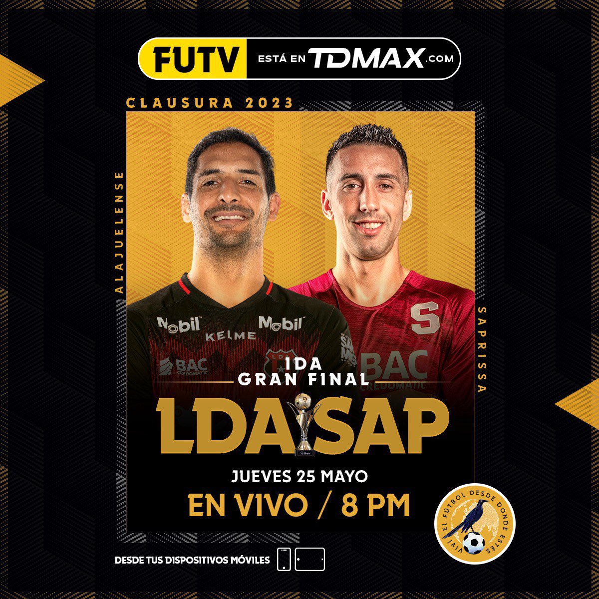FUTVCR's tweet photo. ¡FUTV está en TDMAX! 📲⚽️
Seguí la gran final de ida entre Alajuelense y Saprissa desde cualquier parte del mundo y dispositivo móvil.
🔗 https://t.co/ARUr6OI7F6
#FINALESxFUTV 😉 https://t.co/b8J4EigTRL