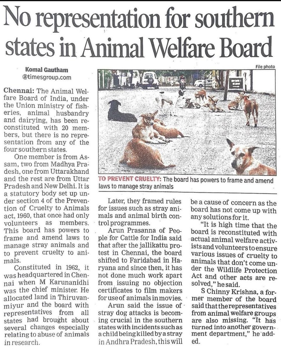 A story in Times of India today on the reconstitution of #AWBI

Let's hope the #Members are more effective & efficient

#PreventAnimalCruelty #BeKindToAnimals #PFCI #AntiCrueltyCell #IndiaUnitesForAnimalRights #Nomore50 #amimalrightsmovement   

instagram.com/p/Csscde-LTgV/…
