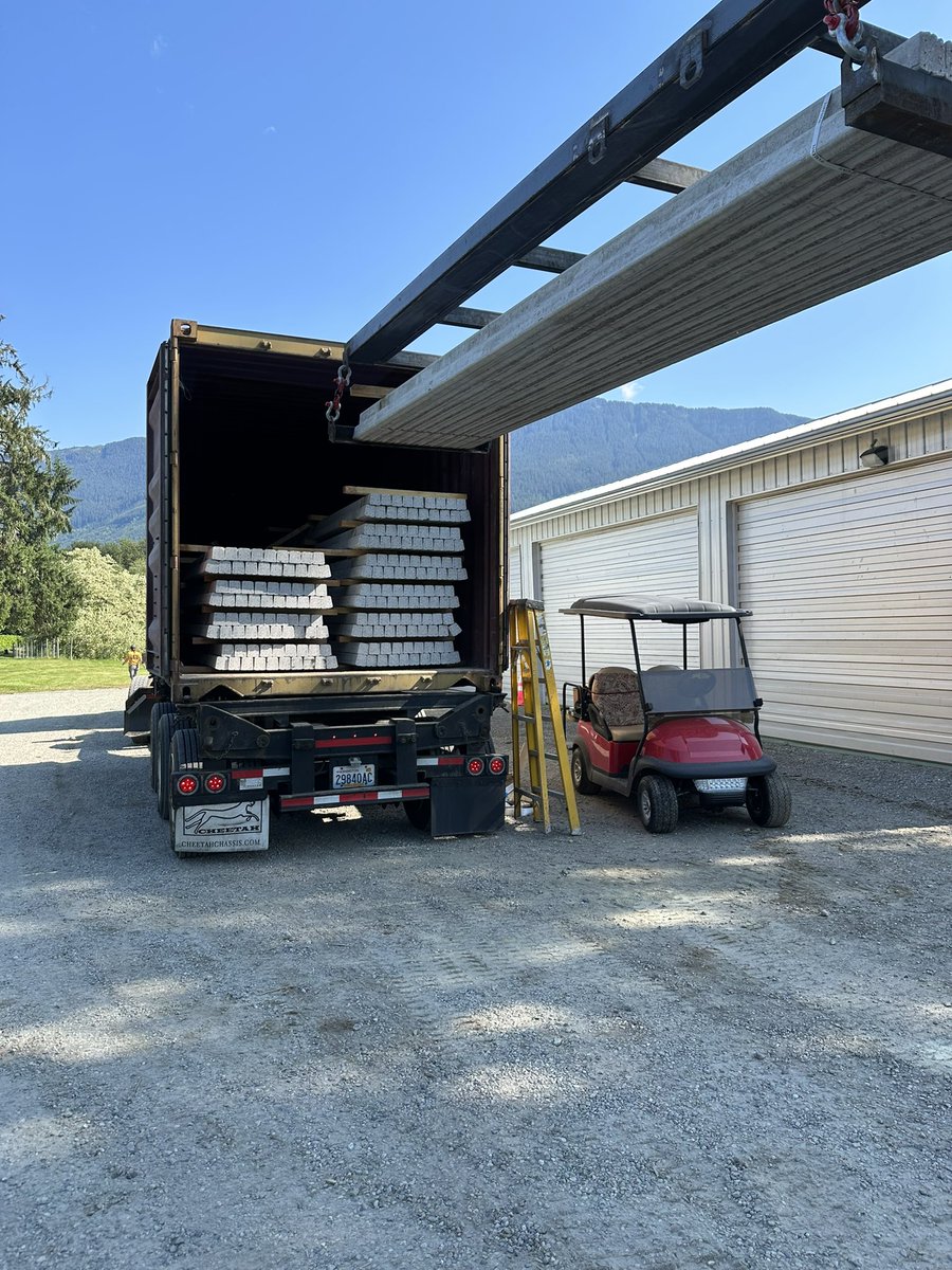 farmerberger's tweet photo. Concrete posts from Italy have landed in Concrete Washington. Five heavy ass containers unloaded today. https://t.co/KQViMLZX4x