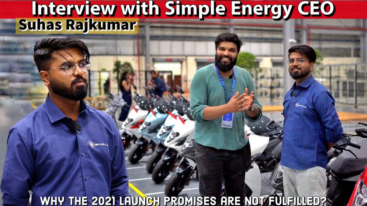 Raw Interaction with the CEO of @SimpleEnergyEV Mr Suhas Rajkumar  on there latest Launch to understand more about Simple ONE electric scooter. New Pricing, Range and also deliveries are discussed.
Yt link- youtu.be/FQYad2uuDYU
#Simpleenergy #simpleone #EV2W 
@suhasrajkumar