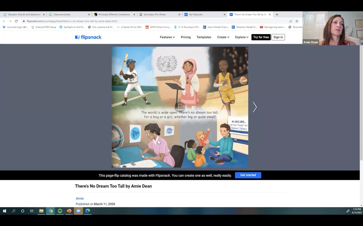 mrhartgis's tweet image. 4/4 - In 2022 @KeepInLearning #VirtuallyDifferent Summer Conf, I loved @behaviorqueen&apos;s story about writing &quot;There&apos;s No Dream Too Tall.&quot; Don&apos;t worry about what everyone says your job should be when you grow up. Follow your dreams! Fun illustrations have Easter eggs from her life.