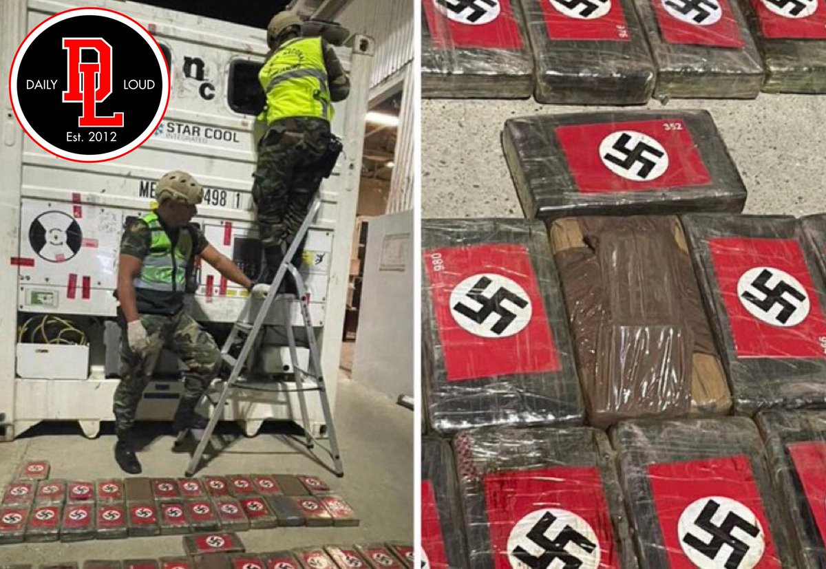 Police in Peru seized over 50 bricks of cocaine that were wrapped in Nazi Swastikas 😳