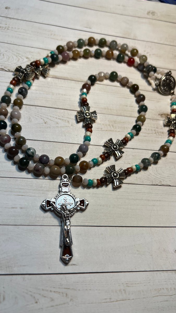 Excited to share the latest addition to my #etsy shop: Beautiful Saint Benedict Medal Rosary Handmade etsy.me/3J4qsVN #beige #birthday #silver #terracolors #presentforhim #birthdaypresent #presentforher #anniversarypresent #stbenedictmedal