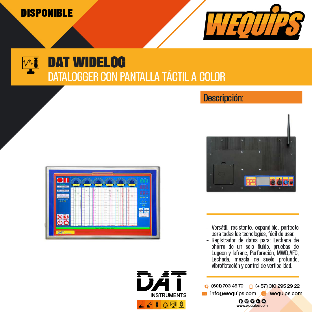 wequips's tweet image. Versátil, resistente, expandible, perfecto para todas las tecnologías, fácil de usar.
#datalogger #lugeontest #dataloggerlugeon #drilling #grouting @DATinstruments