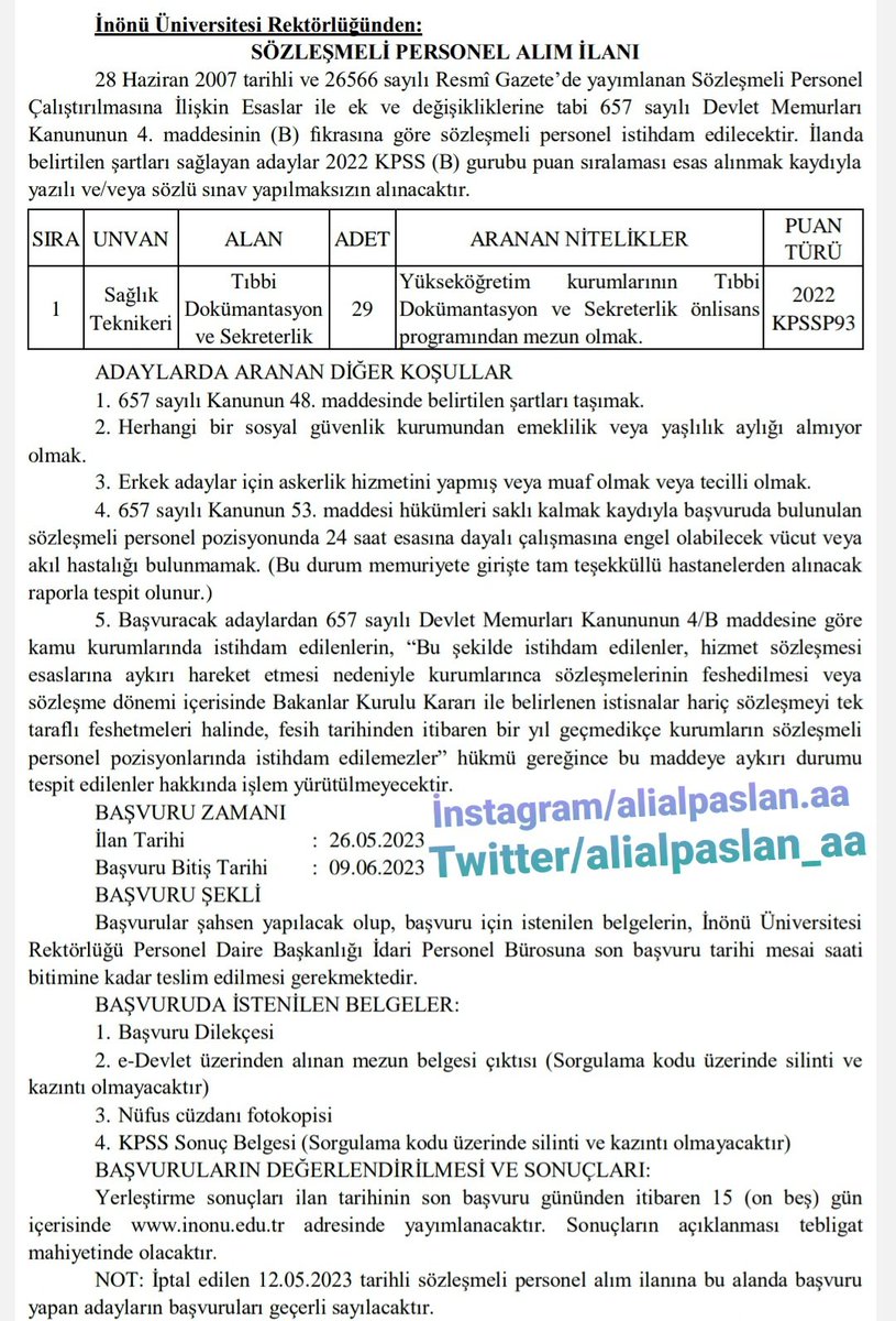 2️⃣9️⃣ Tıbbi Dokümantasyon ve Sekreterlik Mezunu Alımı Yapılacaktır .

#ilan #personelalım #personelalımı #işilanı #tıbbidokümantasyon #tıbbidokümantasyonvesekreterlik