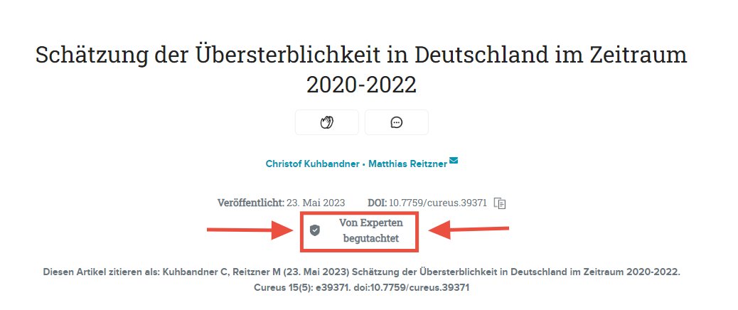 Einleitender Kommentar: Auch die begutachtenden Experten sind sicher alles nur Schwurbler (Sarkasmus!) / Grafiken sind hier zu finden: t.me/QuakDr/2499

Liebe Alle,

ich freue mich hiermit mitteilen zu können, dass der +++Fachartikel zur Übersterblichkeit in Deutschland+++