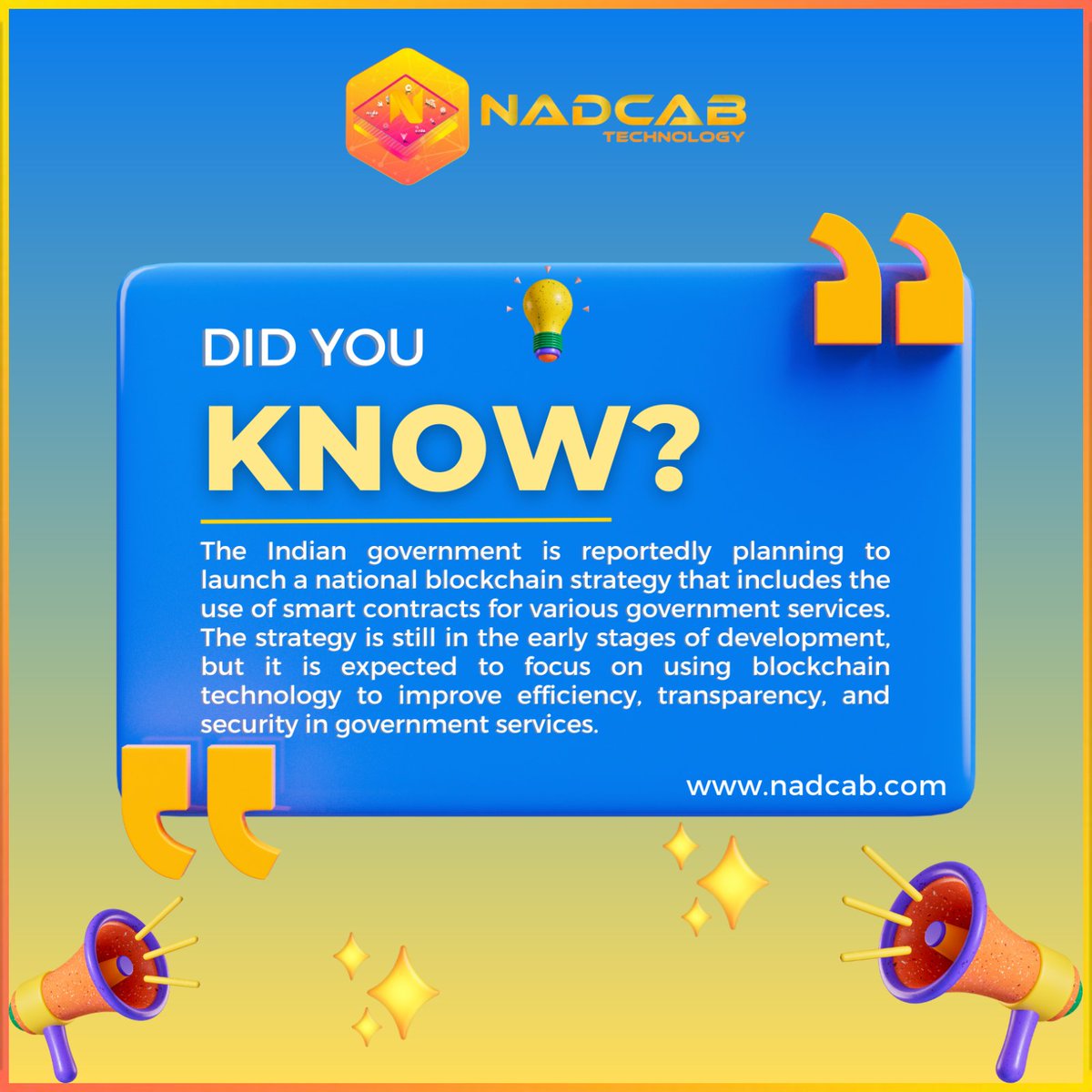nadcablabs's tweet photo. "India's Bold Leap into Blockchain: Transforming Government Services with Smart Contracts for Enhanced Efficiency and Transparency."
Contact us:- Info@nadcab.com
#nadcab #softwaredevelopment #nadcablab #token #blockchain #exchange #nfts #defi #smartcontracts #software #dapps https://t.co/BgbwR0dAd2
