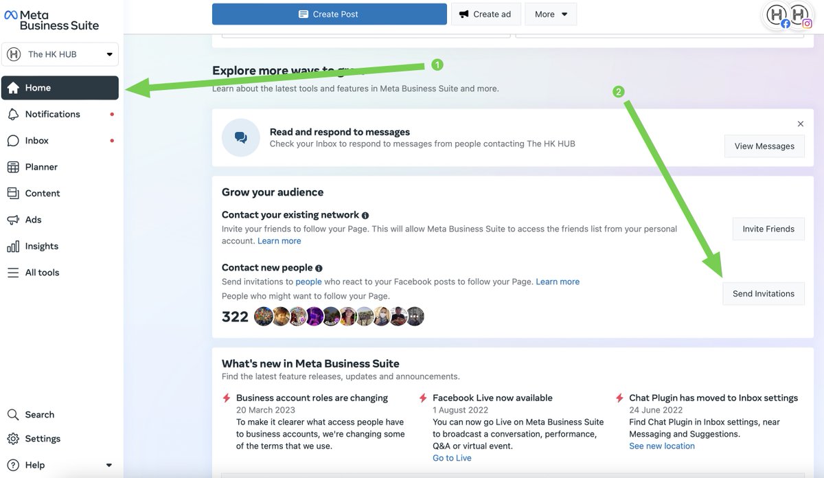 Fonction que je ne connaissais pas sur Meta Business Suite pour inviter automatiquement les personnes qui ont liker un post.

Limiter à 1000 invitations par jours mais ça fait gagner pas mal de temps par rapport aux invitations unes à unes. Il faut scroller pour depuis l'accueil.