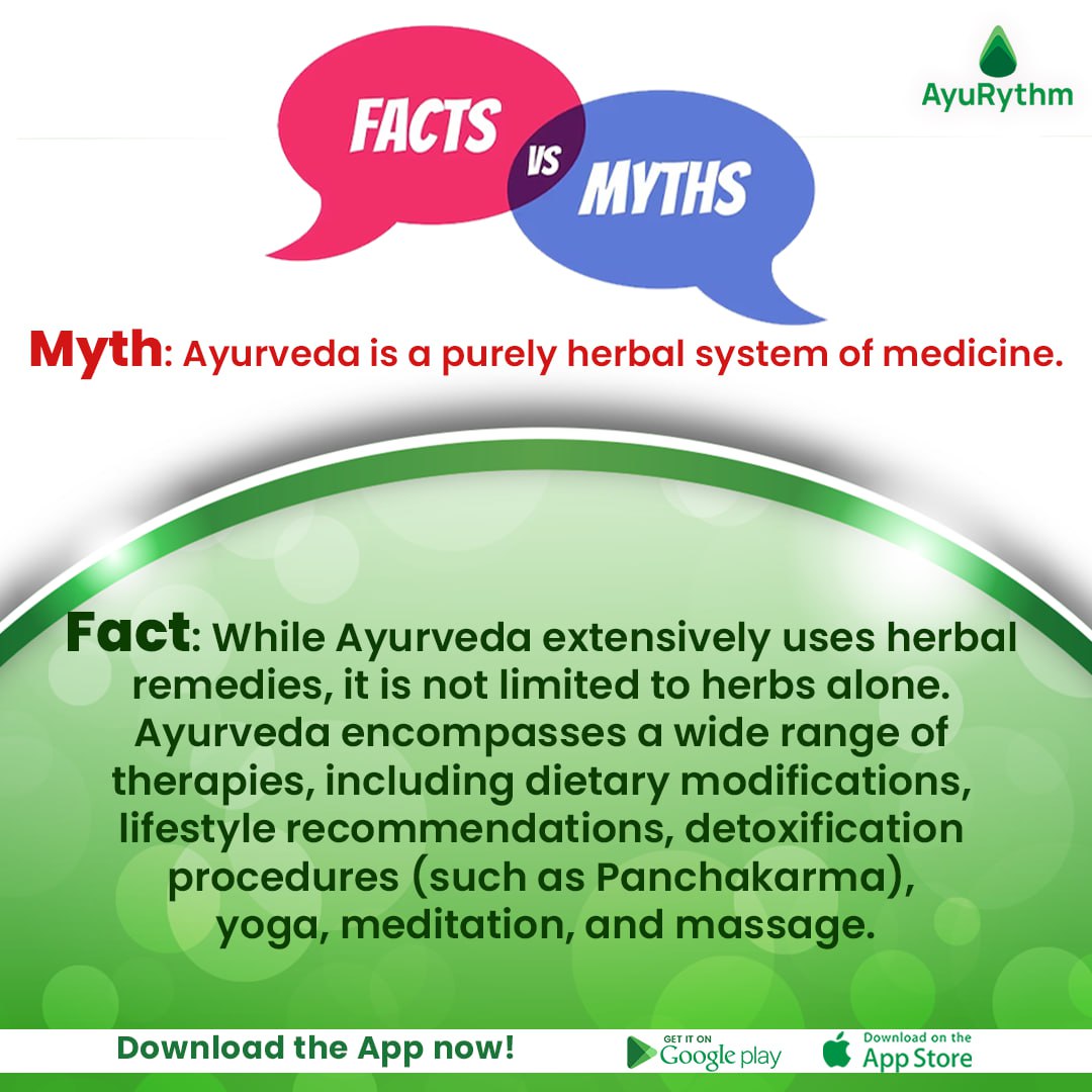 👉Myth vs Fact: unraveling the secrets of 🌿Ayurveda for a #holistic lifestyle. Let's explore the truth behind this #ancient healing system!
📲Install the App Now
Android: bit.ly/3T6iW0a
IOS: apple.co/42dStlD
#AyuRythm #mythvsfact #mythandfact #ayurvedalifestyle