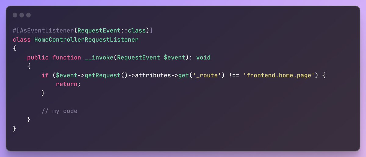 Shyim97's tweet photo. Since #shopware 6.4.9.0 it is possible to subscribe to specific route request/render/response events. It saves the typical route if condition on your subscribers. https://t.co/wxhVB67V7b