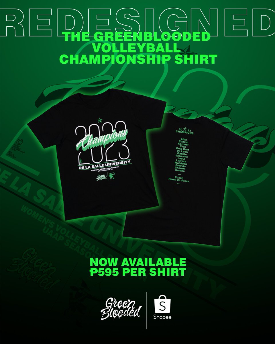greenbloodedts's tweet photo. THIS IS WHAT YOU HAVE BEEN WAITING FOR! 💚🏹🤍

The UAAP Season 85 Lady Spikers GreenBlooded black Championship shirt is NOW AVAILABLE for only Php 595. 🥇🏆🏹

🏹 GreenBlooded Shopee: https://t.co/UMCQa5gxyC
🏹  GreenBlooded Facebook: https://t.co/7gLQf65jcv

#GreenBlooded https://t.co/TRHgqBiG48