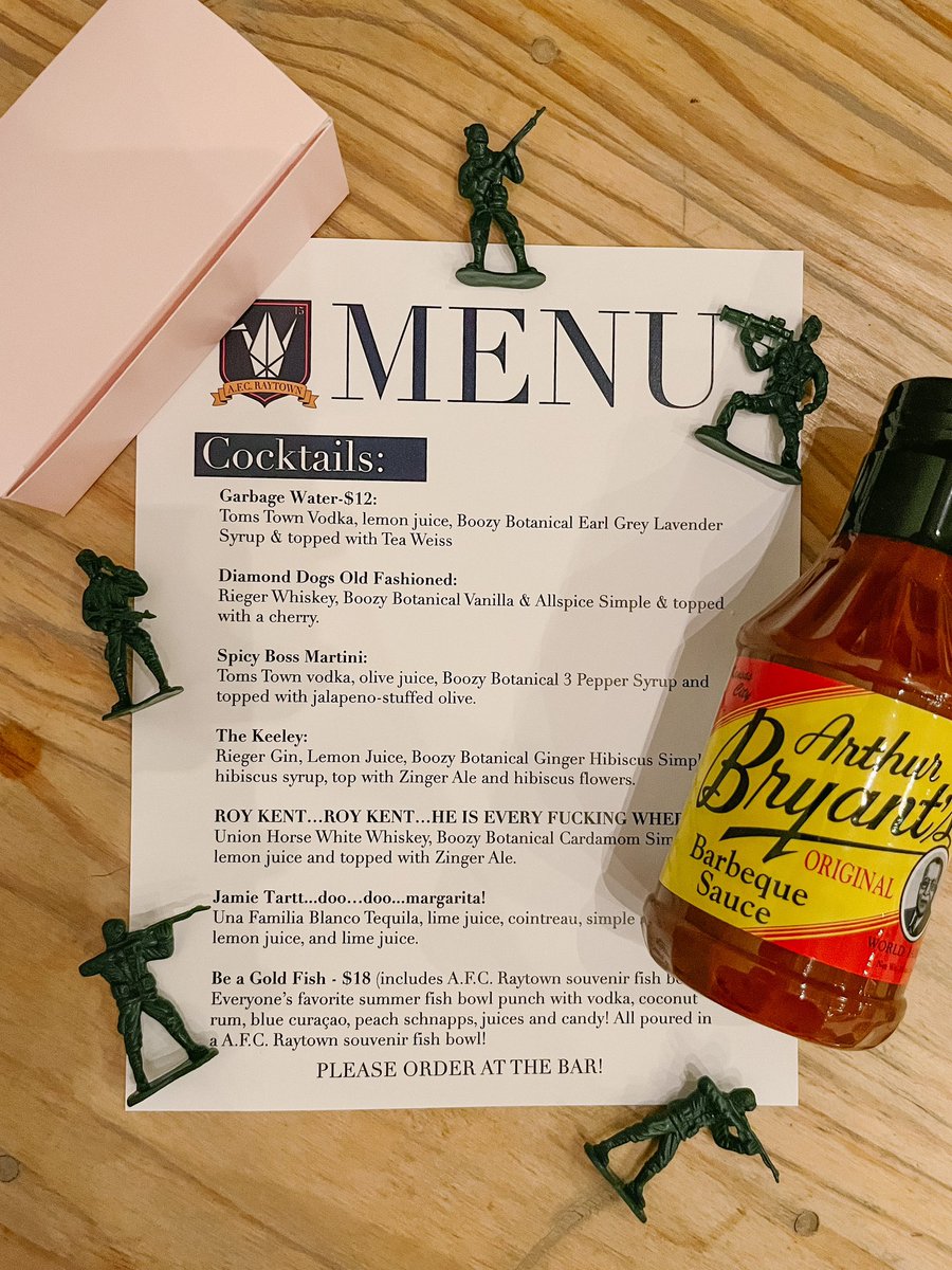 The cocktail team sheet is finalized! ⚽

#cranebrewing #afcraytown #weareraytown #tedlasso #kcevents #arthurbryants