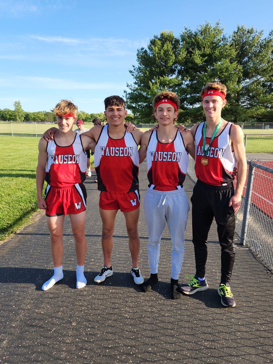 tvernot's tweet photo. Wauseon Boys T&amp;F Zaden Torres,  Josh Bourn,  Aidan Pena, and Jack Callan place 6th in the 4x800 at Regionals in Piqua.  Great job guys! https://t.co/NOQ3lYymDl