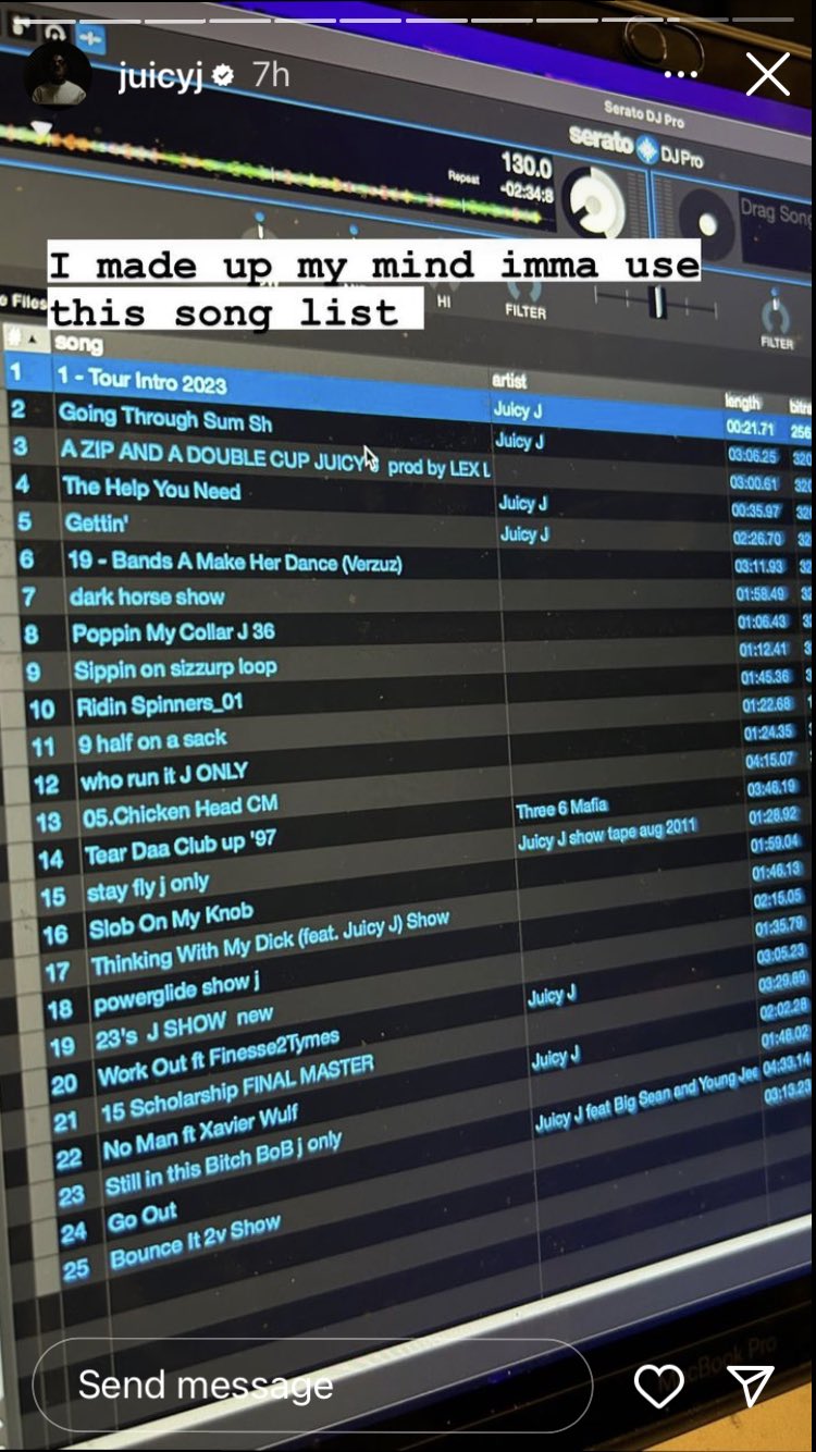 Bryce on Twitter "Juicy J’s setlist and merch for The College Park