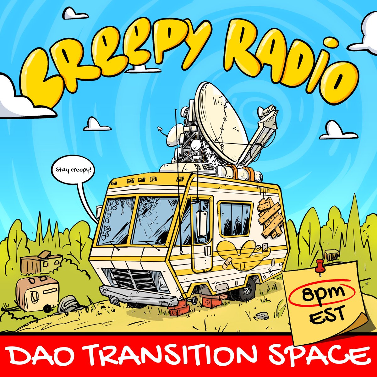 CreepyWorldPark's tweet image. Good evening, creepy family! 

We are here to announce a very special space dedicated to talk about our DAO Transition. 

This upcoming Monday at 8 PM EST. 

Make sure to set your reminders so you don't miss out! 🫡